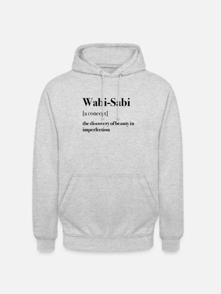 Wabi-Sabi, imperfekt, text, Spruch, Konzept - Unisex Hoodie - Hellgrau meliert