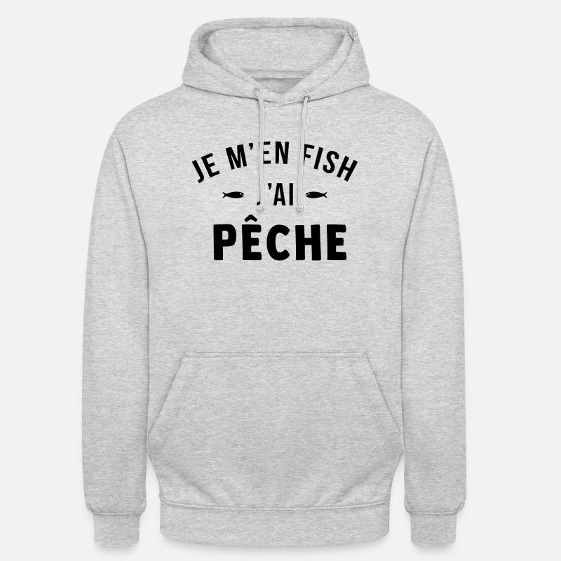 Je m'en fish j'ai pêche - Sweat-shirt à capuche unisexe - gris clair chiné