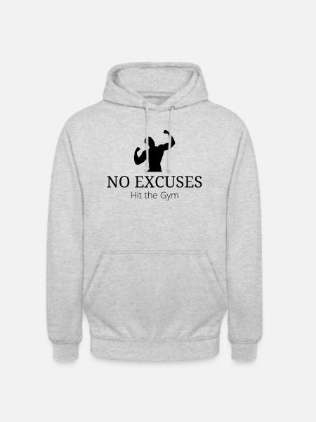 NO EXCUSES Design - Unisex Hoodie - Hellgrau meliert