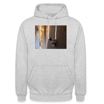 Molly the Dackel - Unisex Hoodie - Hellgrau meliert - Vorne - Alina (178cm) & Michal (187cm)
