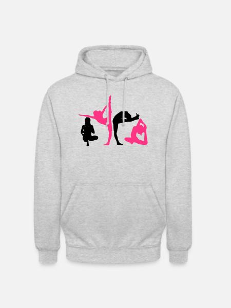 4 women in yoga exercise - Unisex Hoodie - light heather grey