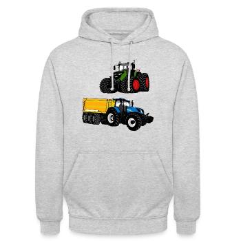 Traktor - Schlepper - Landwirt - Bauer - Unisex Hoodie - Hellgrau meliert - Vorne - Alina (178cm) & Michal (187cm)