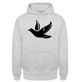 Colombe volante dans le ciel - Illustration - Sweat-shirt à capuche unisexe - gris clair chiné - Devant - Alina (178cm) & Michal (187cm)