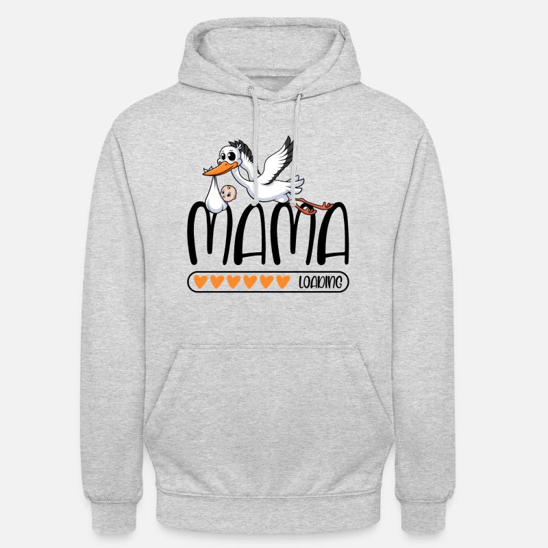 Mama loading Storch - Unisex Hoodie - Hellgrau meliert