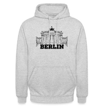 BERLIN! - Sweat-shirt à capuche unisexe - gris clair chiné - Devant - Alina (178cm) & Michal (187cm)