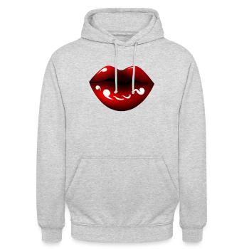Red Lips - Unisex Hoodie - Hellgrau meliert - Vorne - Alina (178cm) & Michal (187cm)