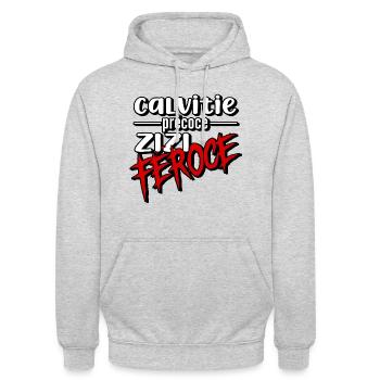 calvitie précoce, zizi féroce - Sweat-shirt à capuche unisexe - gris clair chiné - Devant - Alina (178cm) & Michal (187cm)