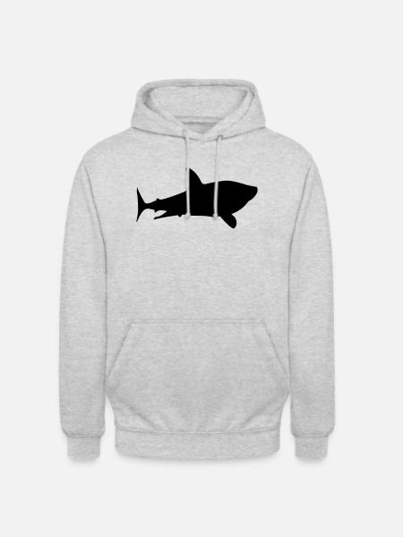 Silhouette de requin - Sweat-shirt à capuche unisexe - gris clair chiné