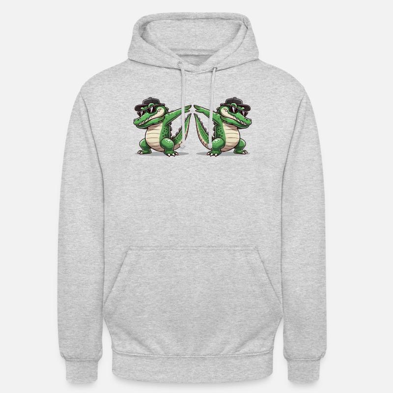 Crocodile Bande dessinée Dabbing 2 - Sweat-shirt à capuche unisexe - gris clair chiné