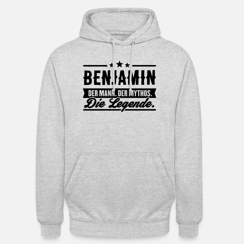 Mann Mythos Legende Benjamin - Unisex Hoodie - Hellgrau meliert