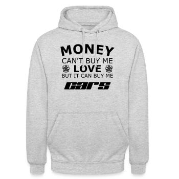 L’argent ne peut pas m’acheter des voitures - Sweat-shirt à capuche unisexe - gris clair chiné - Devant - Alina (178cm) & Michal (187cm)
