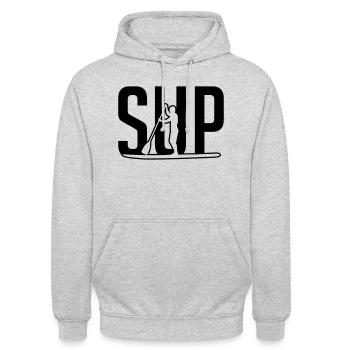 SUP Fahrer - SUP driver - Sweat-shirt à capuche unisexe - gris clair chiné - Devant - Alina (178cm) & Michal (187cm)