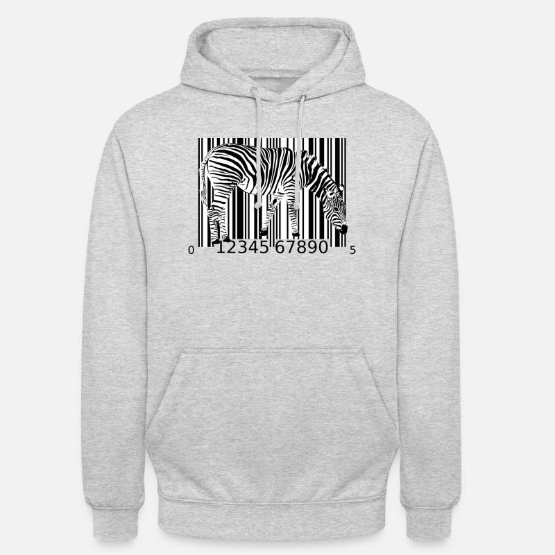 Code-barres Zebra - Sweat-shirt à capuche unisexe - gris clair chiné