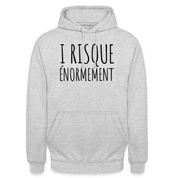 I risque énormément - Sweat-shirt à capuche unisexe - gris clair chiné - Devant - Alina (178cm) & Michal (187cm)