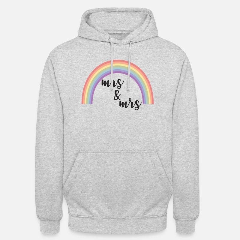Rainbow Stripes Mrs et Mrs - Sweat-shirt à capuche unisexe - gris clair chiné