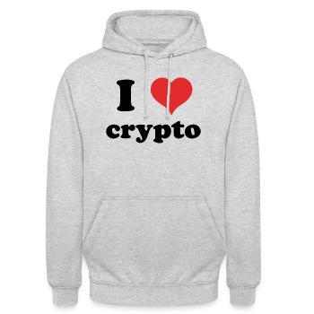 i love crypto - Unisex Hoodie - Hellgrau meliert - Vorne - Alina (178cm) & Michal (187cm)
