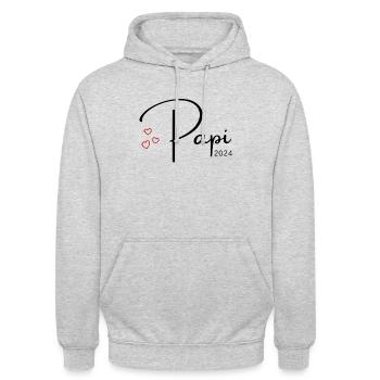 Papi 2024 - Unisex Hoodie - Hellgrau meliert - Vorne - Alina (178cm) & Michal (187cm)