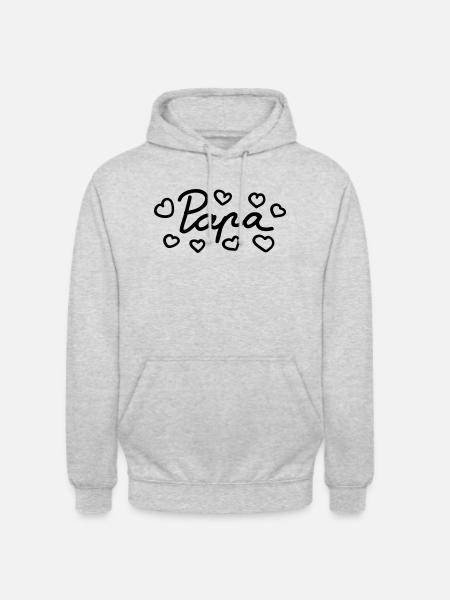 Papa - Herz - Line - Unisex Hoodie - Hellgrau meliert