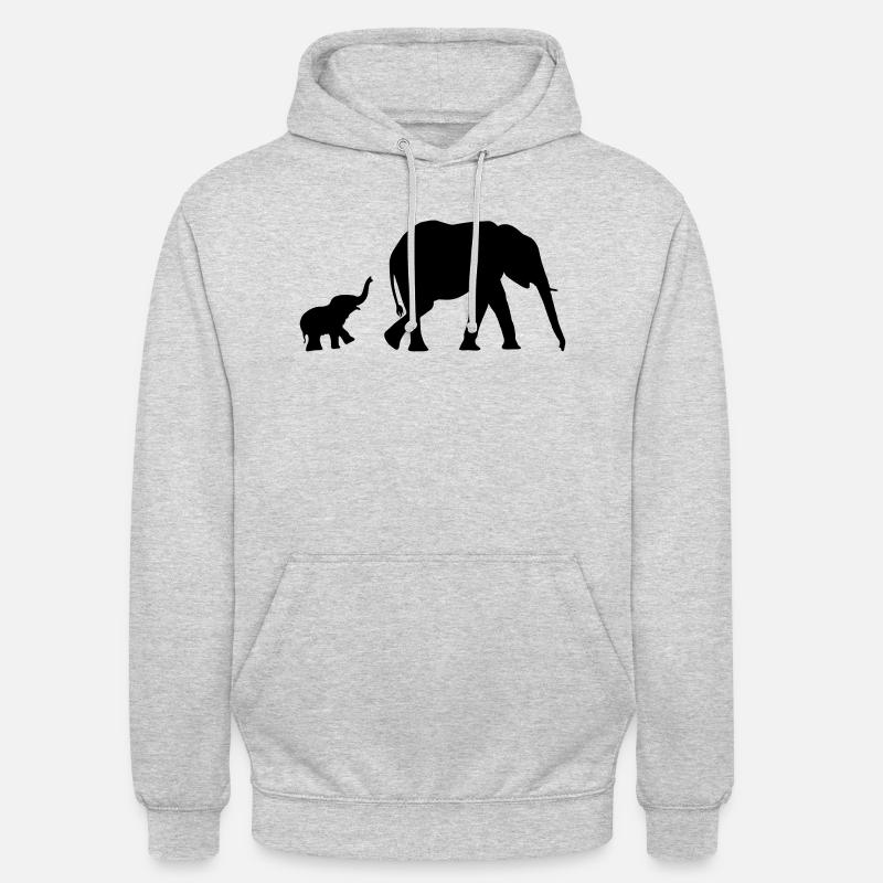 Illustration d'éléphant - Sweat-shirt à capuche unisexe - gris clair chiné