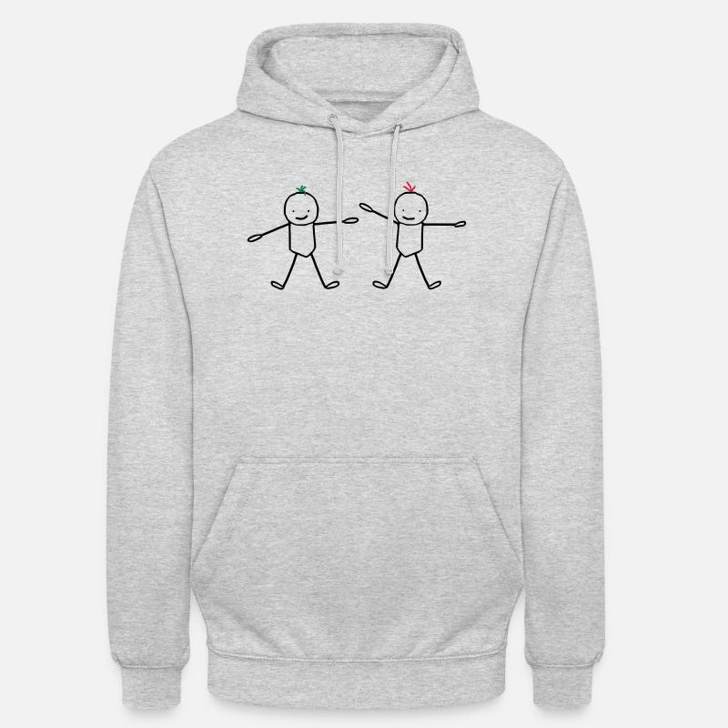 Zwei Kinderbrüder (anpassbare Haare) - Unisex Hoodie - Hellgrau meliert