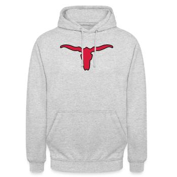 Tierschädel mit Hörnern - Unisex Hoodie - Hellgrau meliert - Vorne - Alina (178cm) & Michal (187cm)