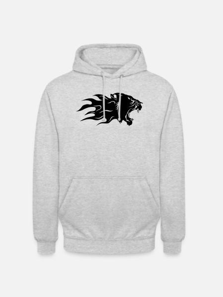black panther flame profile 3 - Unisex Hoodie - light heather grey