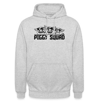 Freunde Schweine Piggy Squad - Unisex Hoodie - Hellgrau meliert - Vorne - Alina (178cm) & Michal (187cm)