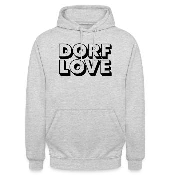 dorflove - die einzige Dorfliebe - Unisex Hoodie - Hellgrau meliert - Vorne - Alina (178cm) & Michal (187cm)