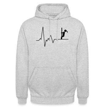 Herzschlag Pole Tänzerin - Unisex Hoodie - Hellgrau meliert - Vorne - Alina (178cm) & Michal (187cm)