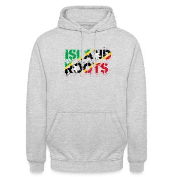 St. Kitts Wurzeln - Unisex Hoodie - Hellgrau meliert - Vorne - Alina (178cm) & Michal (187cm)