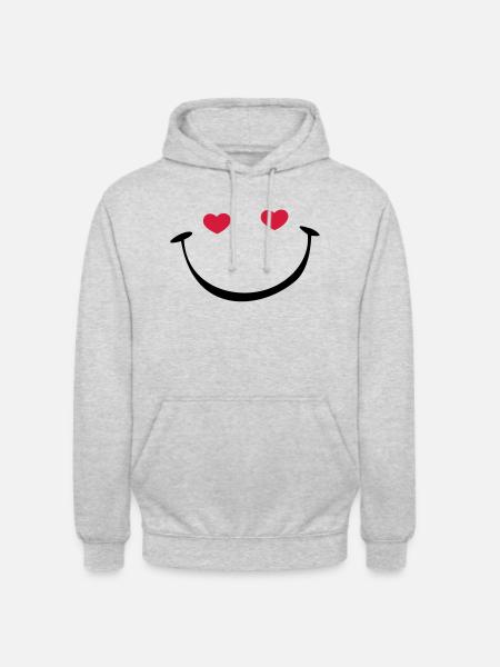 lachendes Gesicht - Unisex Hoodie - Hellgrau meliert
