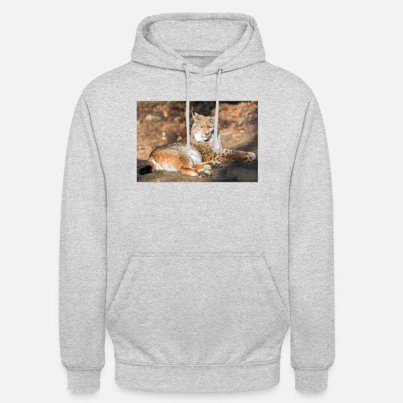Eurasischer Luchs oder Nordluchs (Lynx lynx) - Unisex Hoodie - Hellgrau meliert