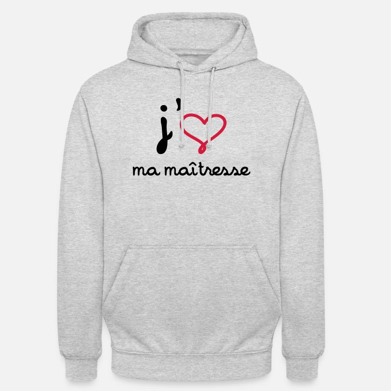 J'aime ma maîtresse ! - Sweat-shirt à capuche unisexe - gris clair chiné