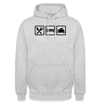 Motocycle - Sweat-shirt à capuche unisexe - gris clair chiné - Devant - Alina (178cm) & Michal (187cm)