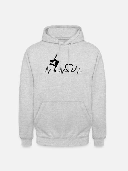 Heartbeat mit Herz roll2 - Unisex Hoodie - Hellgrau meliert