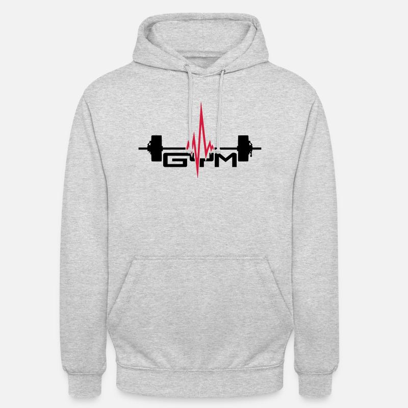 palestra testo logo sollevamento peso impulso freq - Felpa con cappuccio unisex - grigio chiaro melange