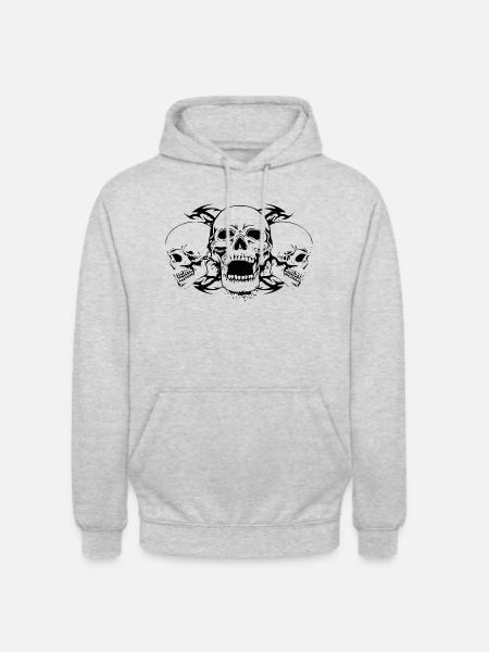 Skulls - Unisex Hoodie - Hellgrau meliert