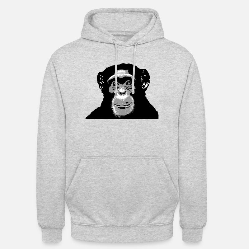 Chimpanzé - singe - Sweat-shirt à capuche unisexe - gris clair chiné