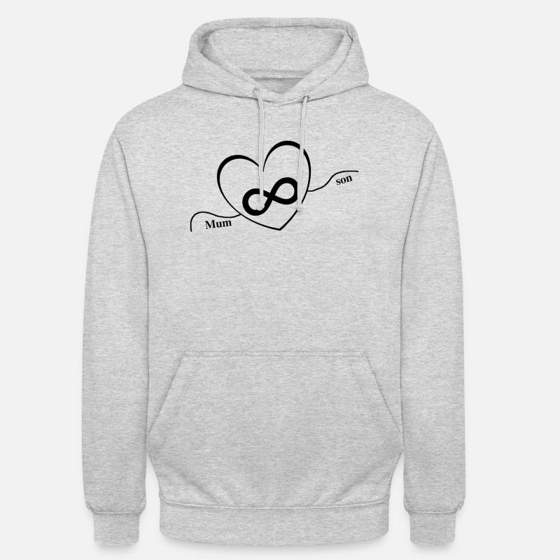 Coeur Infinity mère fils - Sweat-shirt à capuche unisexe - gris clair chiné