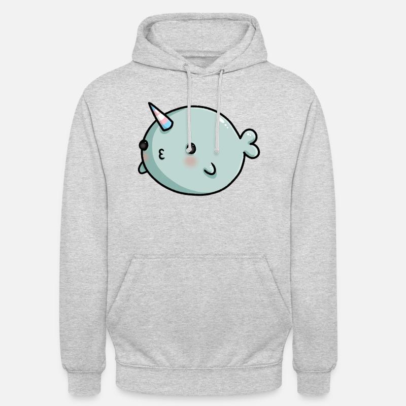 Doux Narwal Transgender Drapeau Drapeau LGBTQ - Sweat-shirt à capuche unisexe - gris clair chiné