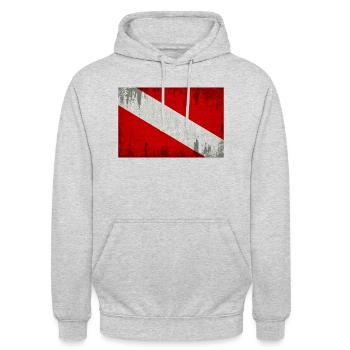 Taucherflagge - Unisex Hoodie - Hellgrau meliert - Vorne - Alina (178cm) & Michal (187cm)