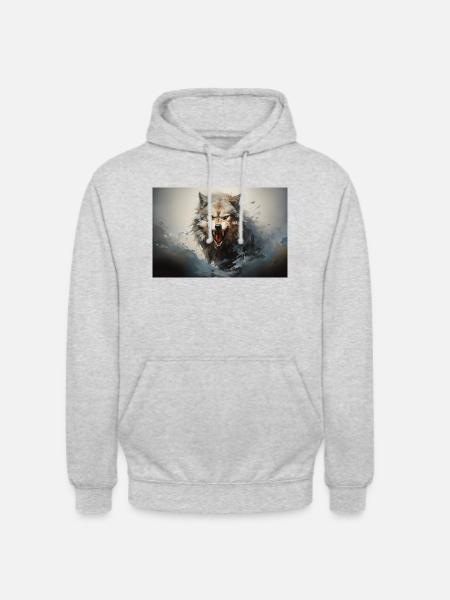 Bozkurt - grauer Wolf - Unisex Hoodie - Hellgrau meliert