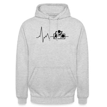 Heartbeat DJ Disk Jockey Mélangeur d’égaliseur de musique - Sweat-shirt à capuche unisexe - gris clair chiné - Devant - Alina (178cm) & Michal (187cm)