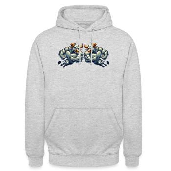 stier comic 2 - Unisex Hoodie - Hellgrau meliert - Vorne - Alina (178cm) & Michal (187cm)