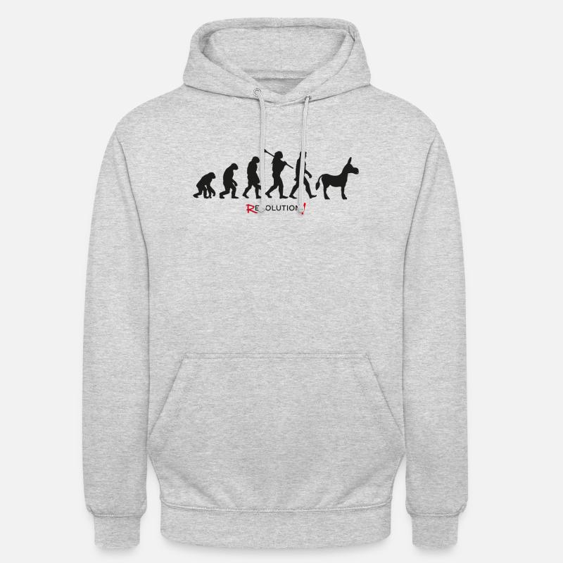 Évolution révolution humour âne cool - Sweat-shirt à capuche unisexe - gris clair chiné