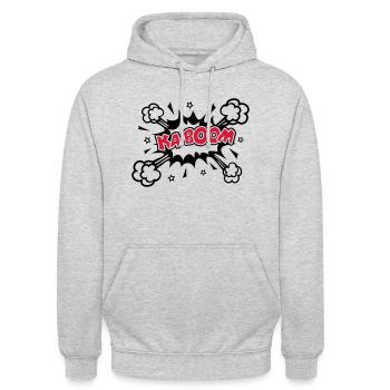 KABOOM Glow in the dark, Comic, Cartoon, 1-2 color - Unisex Hoodie - Hellgrau meliert - Vorne - Alina (178cm) & Michal (187cm)