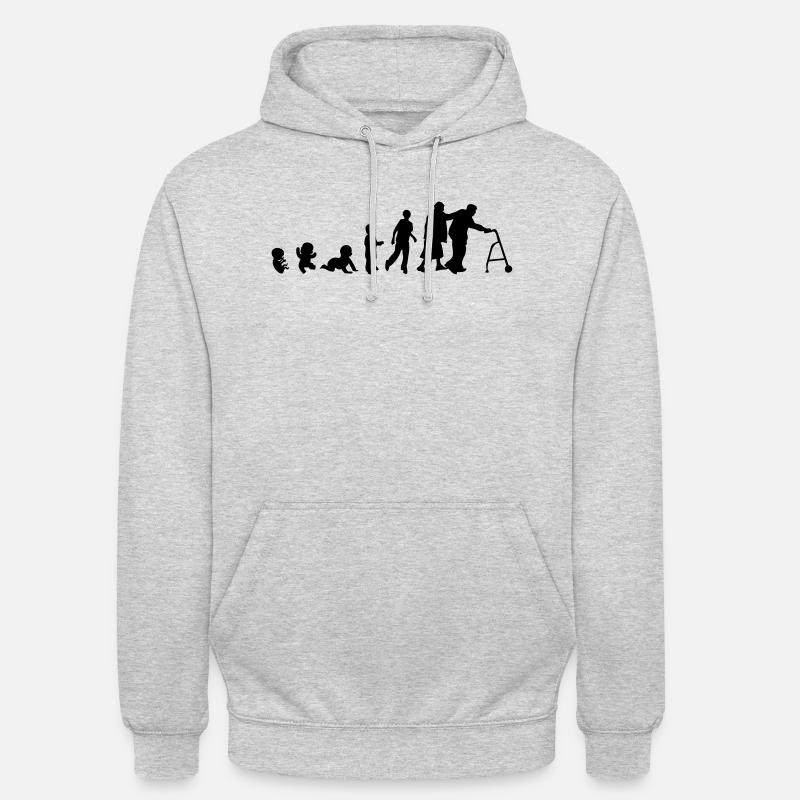 Evolution Mensch Mensch Alter - Unisex Hoodie - Hellgrau meliert