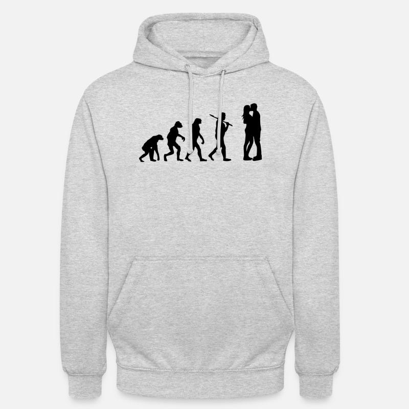 l'évolution de l'amour - Sweat-shirt à capuche unisexe - gris clair chiné