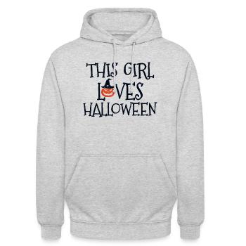 THIS GIRL LOVES HALLOWEEN - Unisex Hoodie - Hellgrau meliert - Vorne - Alina (178cm) & Michal (187cm)