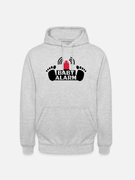 Enceinte,grossesse,bébé,alarme bébé,enfant,maman - Sweat-shirt à capuche unisexe - gris clair chiné